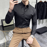 2025秋季新款青年大领衬衫男长袖商务休闲衬衣A311-CS3034-P68，男装衬衫，电商A311