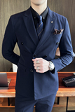 23西装男套装商务正装韩版双排扣三件套男西服A311-SJT9890-P265，男装西服套装，电商A311