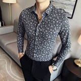 2024时尚印花长袖衬衫男士修身潮流男装衬衣A311-CSC2203-P58，男装衬衫，电商A311