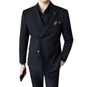 24秋季新西装套装修身商务休闲大码双排西服男士礼服LJT9962-P235图片