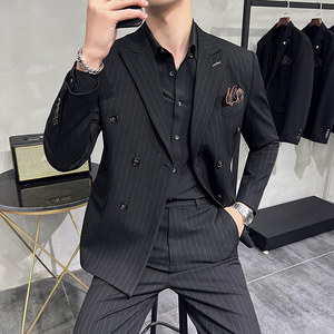 24秋季新西装套装修身商务休闲大码双排西服男士礼服LJT9962-P235图片