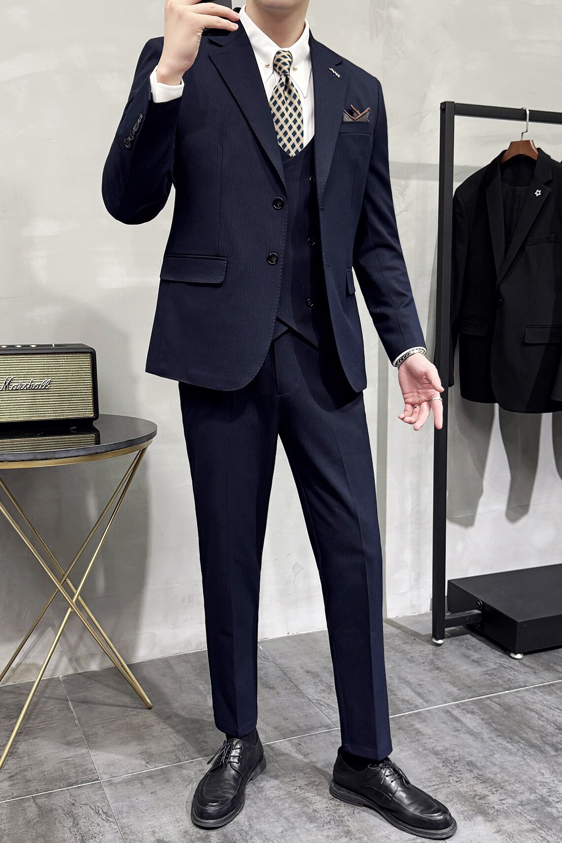 灰墙景2025秋季套装修身休闲商务大码男士礼服A311-SJT9016-P290,男装西服套装,电商A311