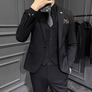 2025秋冬新西装套装修身休闲商务大码工西服男士礼服SJT9825-P265图片