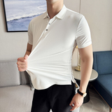 无痕压胶条纹短袖POLO衫男2025夏季新款潮流恤A311-WHC05-P48，男装Polo衫，电商A311
