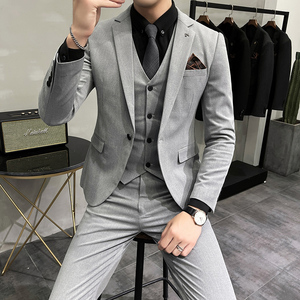 2025秋冬新西装套装修身休闲商务大码工西服男士礼服SJT9888-P265图片