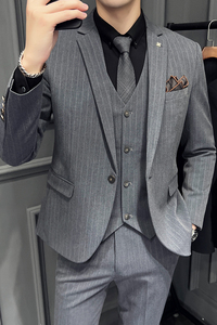 2025秋季新西装套装修身休闲商务大码工西服男士礼服SJT9961-P285图片
