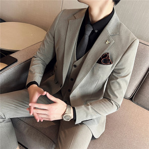 24秋季青年西装套装纯色休闲商务大码工西服男士礼服SJT9931-P285图片