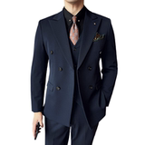 24春季西装双排套装修身休闲商务大码工西服男A311-SJT6890-P245，男装西服套装，电商A311