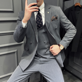 24新款男士三件套结婚礼服休闲正装修身英伦西服套装SJT9995-P285，男装西服套装，电商A311