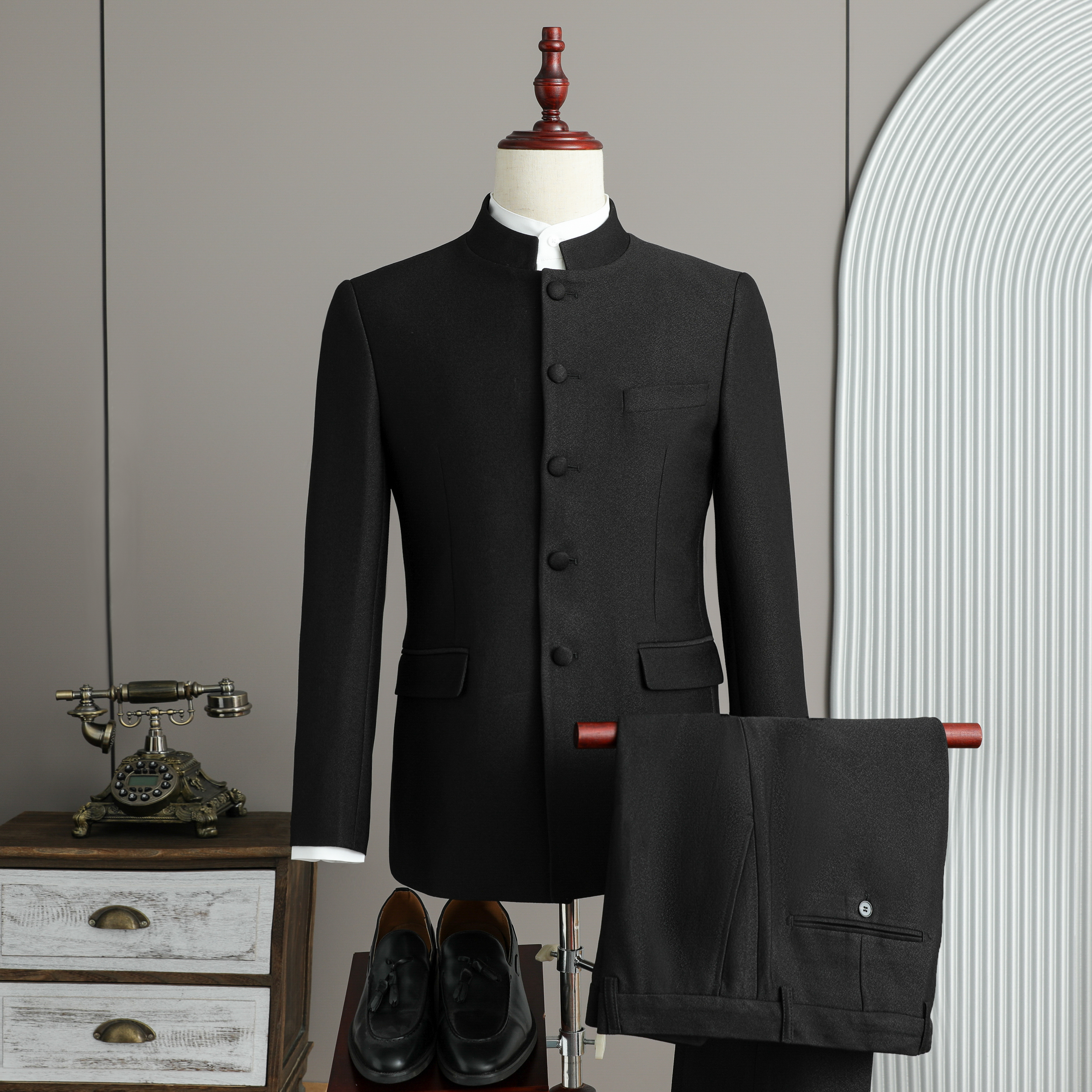 假模景男士风纽扣结礼服套装晚宴装两件套A311-LJT811-P230，男装西服，电商A311