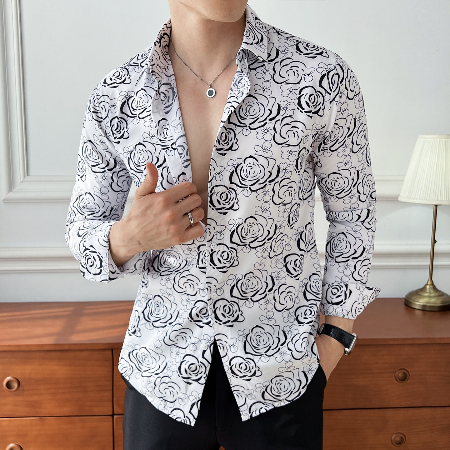 2025秋季新款男士长袖衬衫印花衬衣上衣A311-CSZ7811-P38,男装衬衫,电商A311
