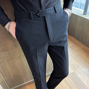24新款条纹男士休闲裤修身长裤男裤子大码西A311-DK9972-P75图片
