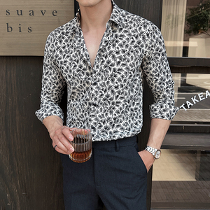 2025春季新男士长袖衬衫商务寸衫发型师方领衬衫A311-CSZ7806-P40
