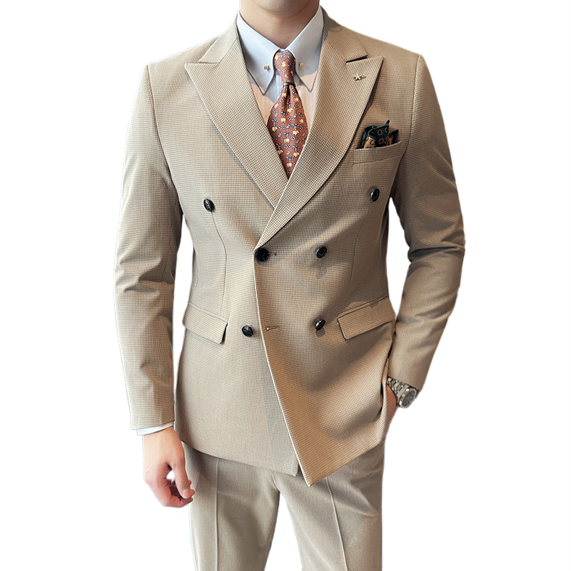 2024春季双排扣西装套装修身休闲商务西服男士A311-LJT9993-P235,男装西服套装,电商A311