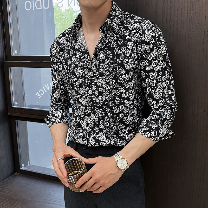 2025春季新男士长袖衬衫商务寸衫发型师方领衬衫A311-CSZ7803-P40图片