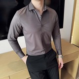 2025秋季新款纯色长袖衬衫男百搭时尚衬衣A311-CS3081-P68，男装衬衫，电商A311