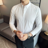 2025秋季薄款时尚风气质修身休闲白色衬衣男CSC2202-P58，男装衬衫，电商A311