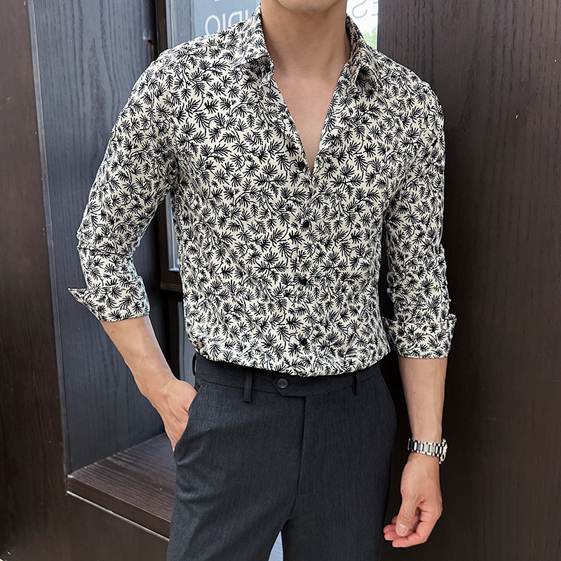 2025秋冬新男士长袖衬衫商务寸衫发型师方领衬衫A311-CSZ7806-P40,男装衬衫,电商A311