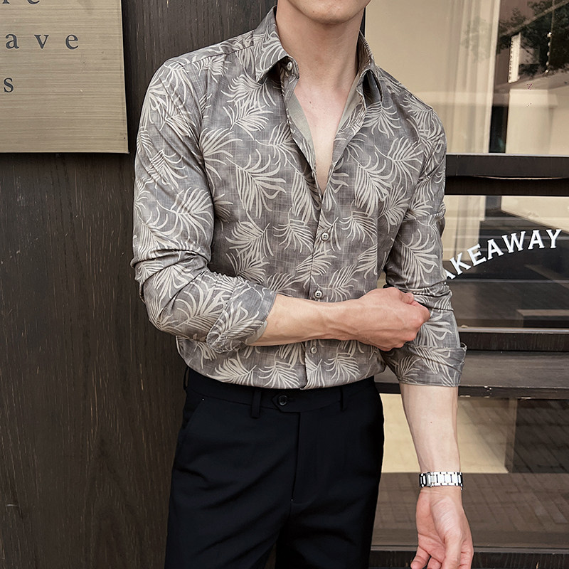 2025秋冬新男士长袖衬衫商务寸衫发型师方领衬衫A311-CSZ7791-P58,男装衬衫,电商A311