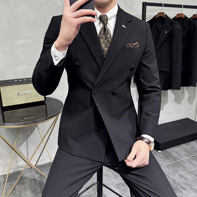 灰墙景2025春季新款西服套装男三件套正装英伦商务SJT9997-P285,男装西服,电商A311