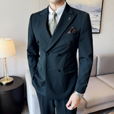 棉羊毛-西服套装男士商务休闲外套修身西装三件套SJT9998-P310，男装西服套装，电商A311