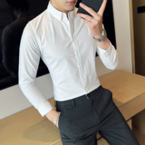 2025秋季薄款时尚风气质修身休闲白色衬衣男CSC2202-P58，男装衬衫，电商A311