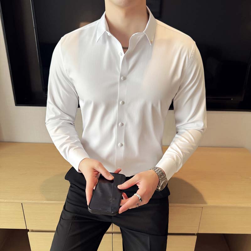 2025秋季新款无痕暗条纹长袖衬衫男休闲A311-CS3083-P68,男装衬衫,电商A311