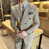 2024春季双排扣西装套装修身休闲商务西服男士A311-LJT9993-P235，男装西服套装，电商A311