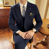 24春季西装双排套装修身休闲商务大码工西服男A311-SJT6890-P245，男装西服套装，电商A311