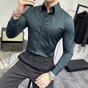 2025秋季新款青年大领衬衫男长袖商务休闲衬衣A311-CS3034-P68图片
