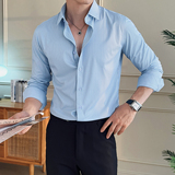 无痕桑婵丝新款男士长袖衬衫免烫商务衬衣上衣A311-CSZ6607-P58，男装衬衫，电商A311
