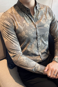 2025秋季新款印花男士衬衫网红时尚潮流修身休闲花衬衣CSC304-P58图片