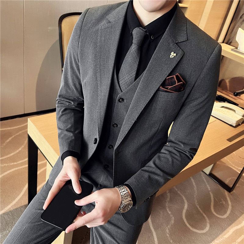24秋季青年西装套装纯色休闲商务大码工西服男士礼服SJT9931-P285,男装西服套装,电商A311