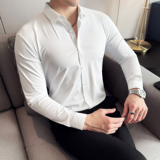 酒店景2025春季新款高弹力长袖衬衫男无痕衬衣A311-CS3090-P68，男装衬衫，电商A311