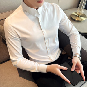 2024商务衣服衬衫男长袖修身衬衣无痕纯色百搭四季寸衣CS8885-P68图片
