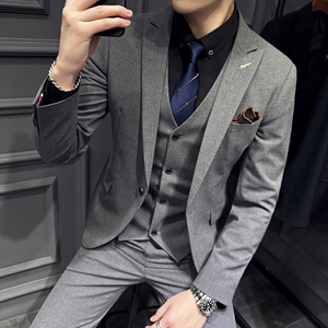 23春季条纹商务正装韩版小西装三件套男士西服A311-SJT9973-P285图片