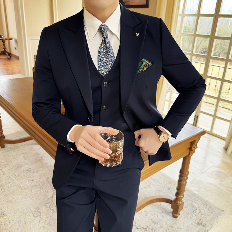 2025春季西装两粒扣套装修身休闲商务大码工西服男士SJT6889-P245,男装西服套装,电商A311