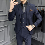 21春西服套装男士三件套韩版修身小西装新郎结婚礼服SJT9902-P285，男装西服套装，电商A311