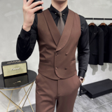 绵羊毛纯色翻领马夹套24男马甲套工作服职业装A311-MJT9998-P145，男装背心/马甲，电商A311