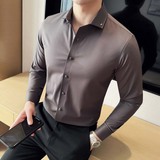 2025秋季新款纯色长袖衬衫男百搭时尚衬衣A311-CS3081-P68，男装衬衫，电商A311