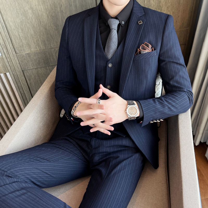 2025秋季西服套装男士三件套韩版修身新郎结婚礼服SJT9902-P285,男装西服套装,电商A311