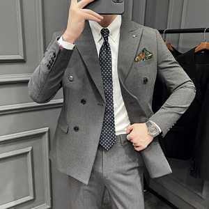 2025春季新款双排扣西装套装休闲商务西服男士A311-LJT9993-P235图片