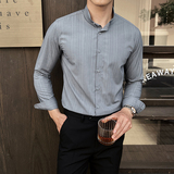 2025春季新男士长袖衬衫商务寸衫风立领衬衫A311-CSZ7736-P53，男装衬衫，电商A311