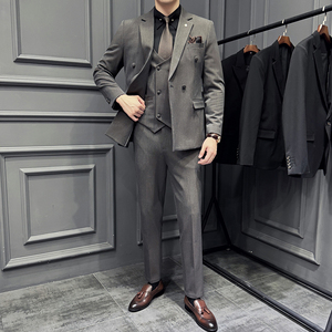 24新款男士三件套结婚礼服休闲正装修身英伦西服套装SJT9995-P285图片
