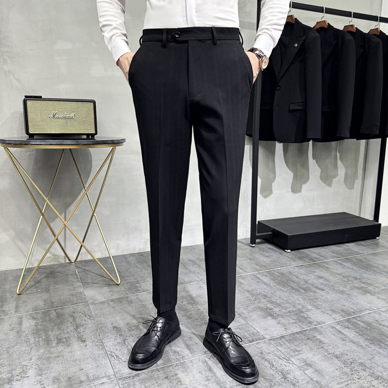 灰墙景2025春新款西裤暗条纹身休闲直筒西裤A311-DK9997-P75,男装西裤,电商A311