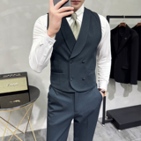 绵羊毛纯色翻领马夹套24男马甲套工作服职业装A311-MJT9998-P145，男装背心/马甲，电商A311