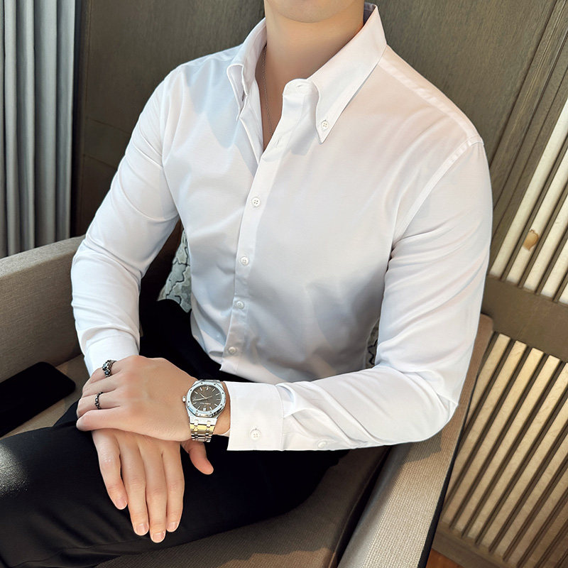 2025春季青年大领衬衫男长袖商务休闲衬衣A311-CS3034-P68,男装衬衫,电商A311