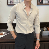 2025春无痕男士长袖衬衫商务寸衫风立领衬衫A311-CSZ7738-P53，男装衬衫，电商A311