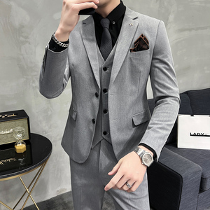 2025秋季新西装套装修身商务休闲大码工西服男士礼服SJT9889-P265图片