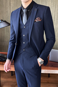 2025秋季西服套装男士三件套韩版修身新郎结婚礼服SJT9902-P285图片